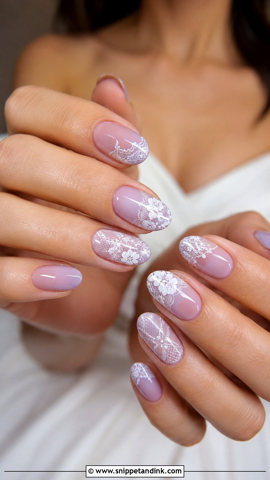 Lavender Lace Bridal Nails - Snippet and Ink - 20 Purple Bridal Nails