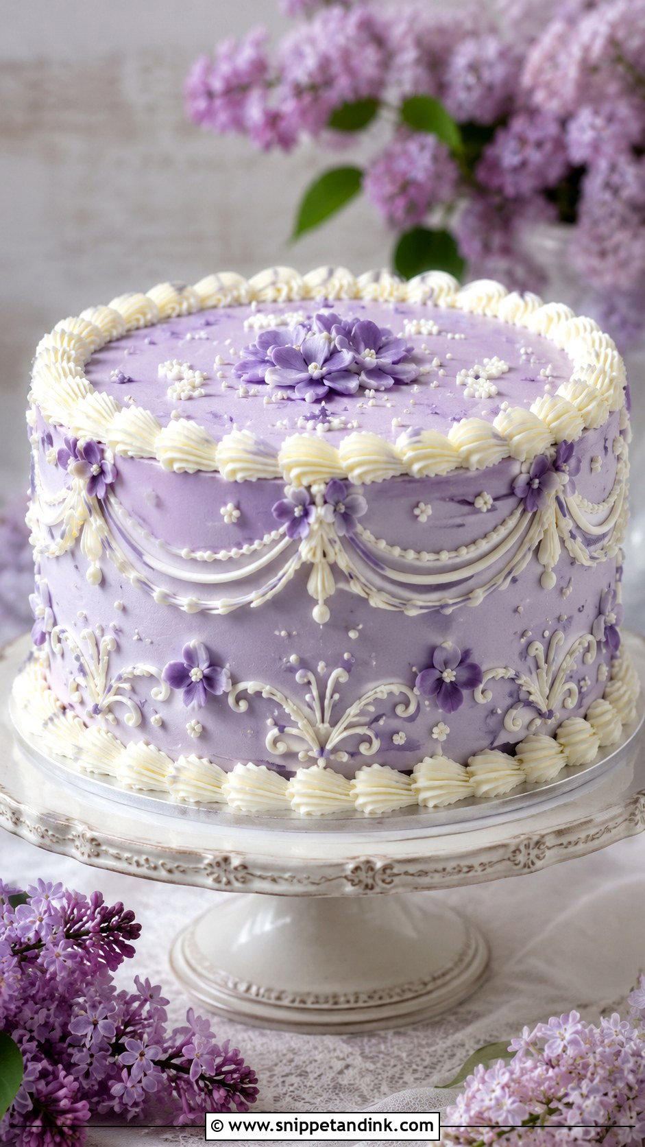 Lavender Lambeth Wedding Cake - Snippet and Ink - 25 Lambeth Style Wedding Cakes