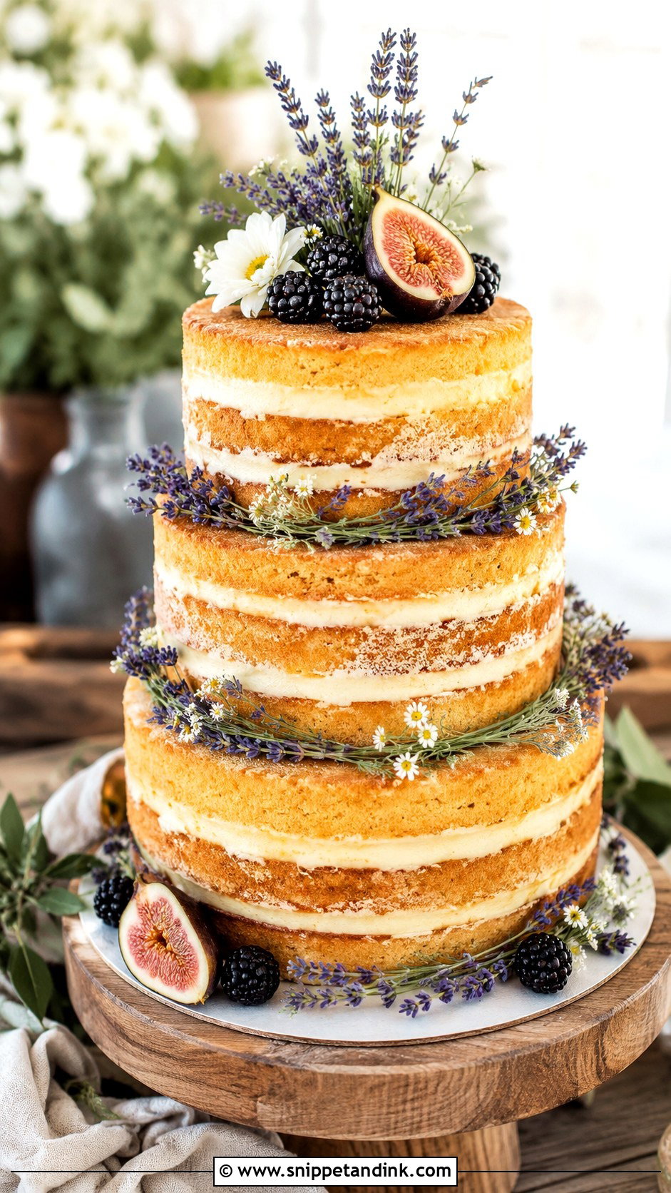 Lavender Naked Wedding Cake - Snippet and Ink - 20 Lavender Flower Cake Ideas for Wedding