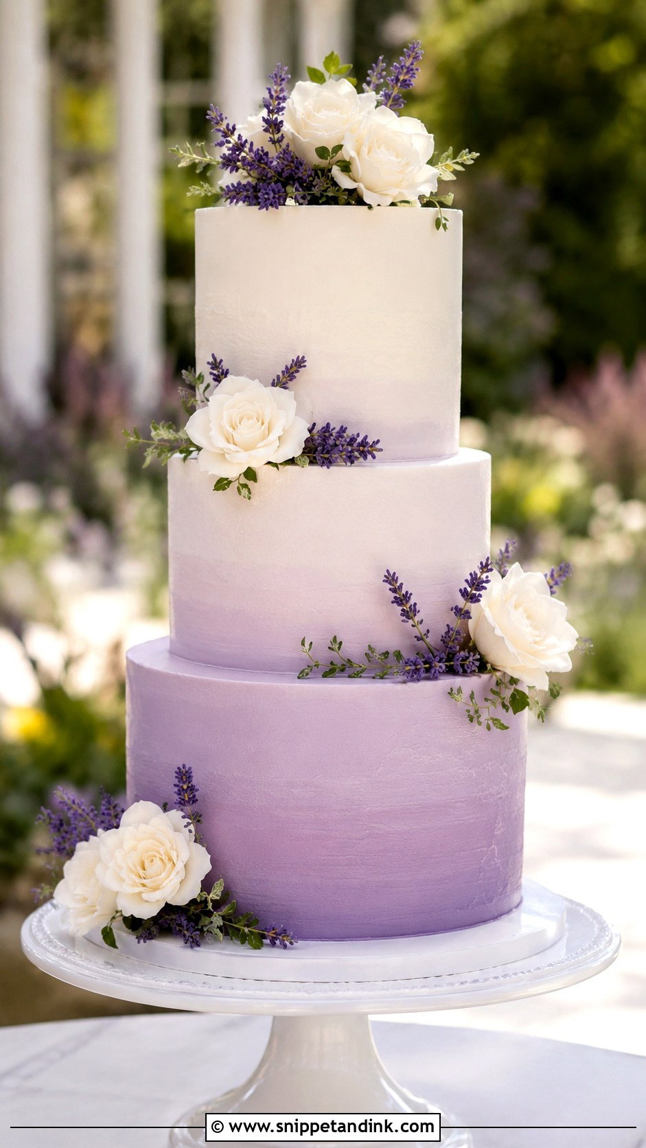 Lavender Ombre Wedding Cake - Snippet and Ink - 20 Lavender Flower Cake Ideas for Wedding