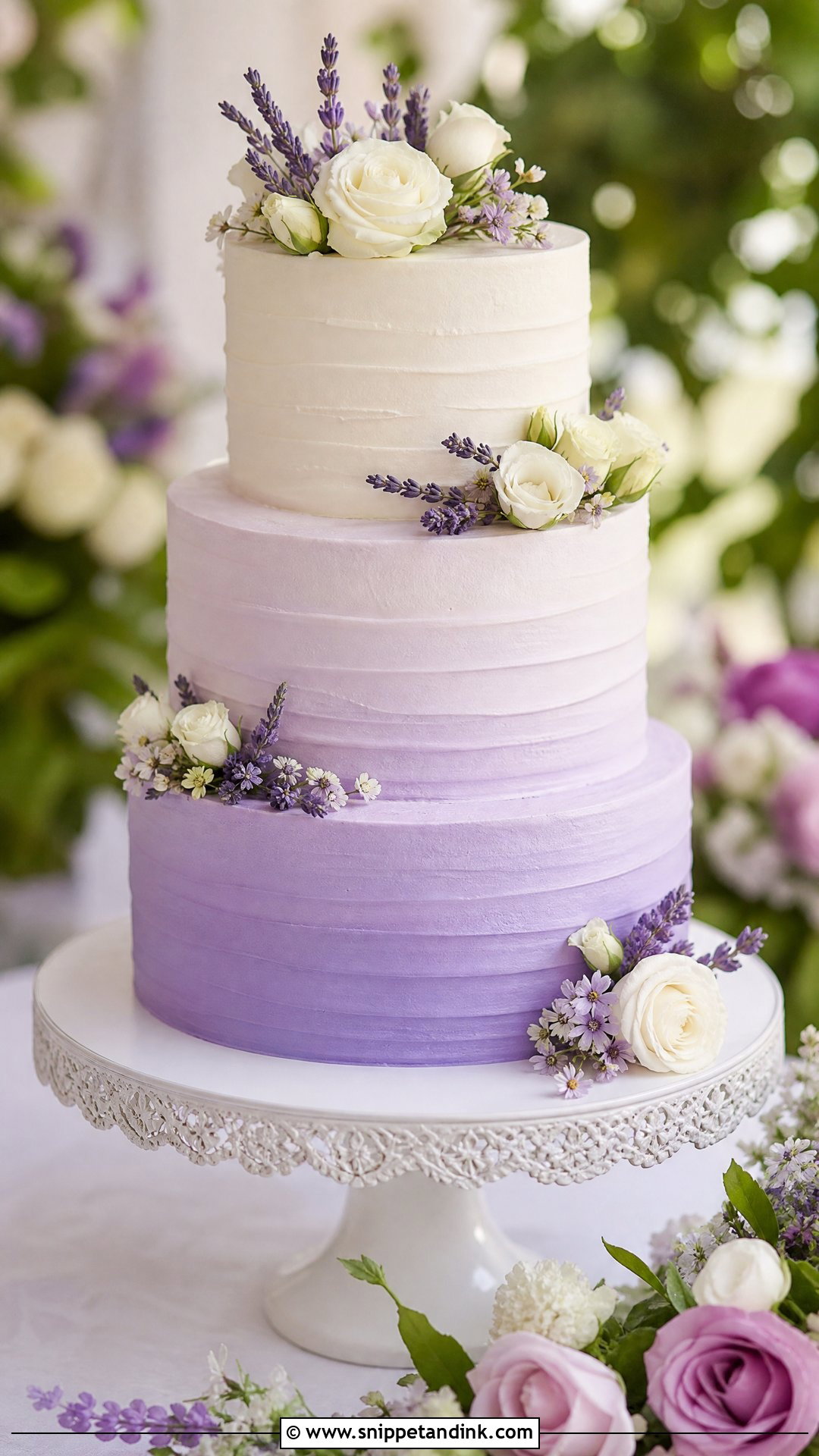 Lavender Ombre Wedding Cake - Snippet and Ink - 20 Lavender Wedding Cake Ideas
