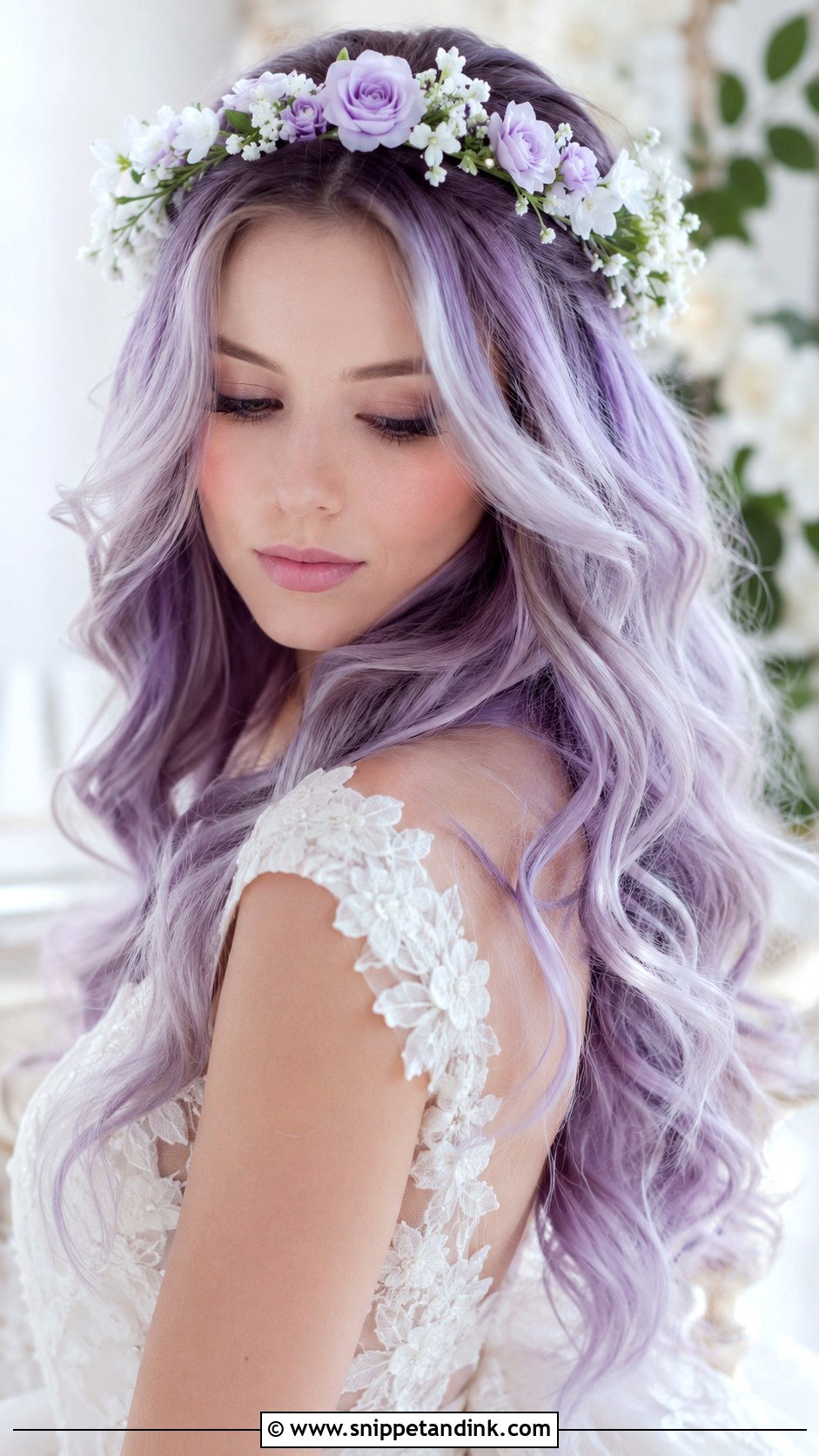 Lavender Pastel Bridal Hair - Snippet and Ink - 25 Wedding Hair Color Ideas