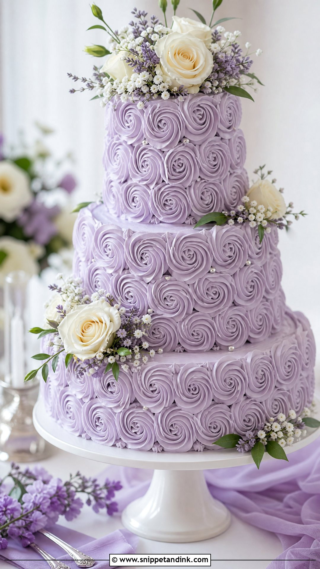 Lavender Rosette Wedding Cake - Snippet and Ink - 30 Rosette Cake Ideas for Wedding