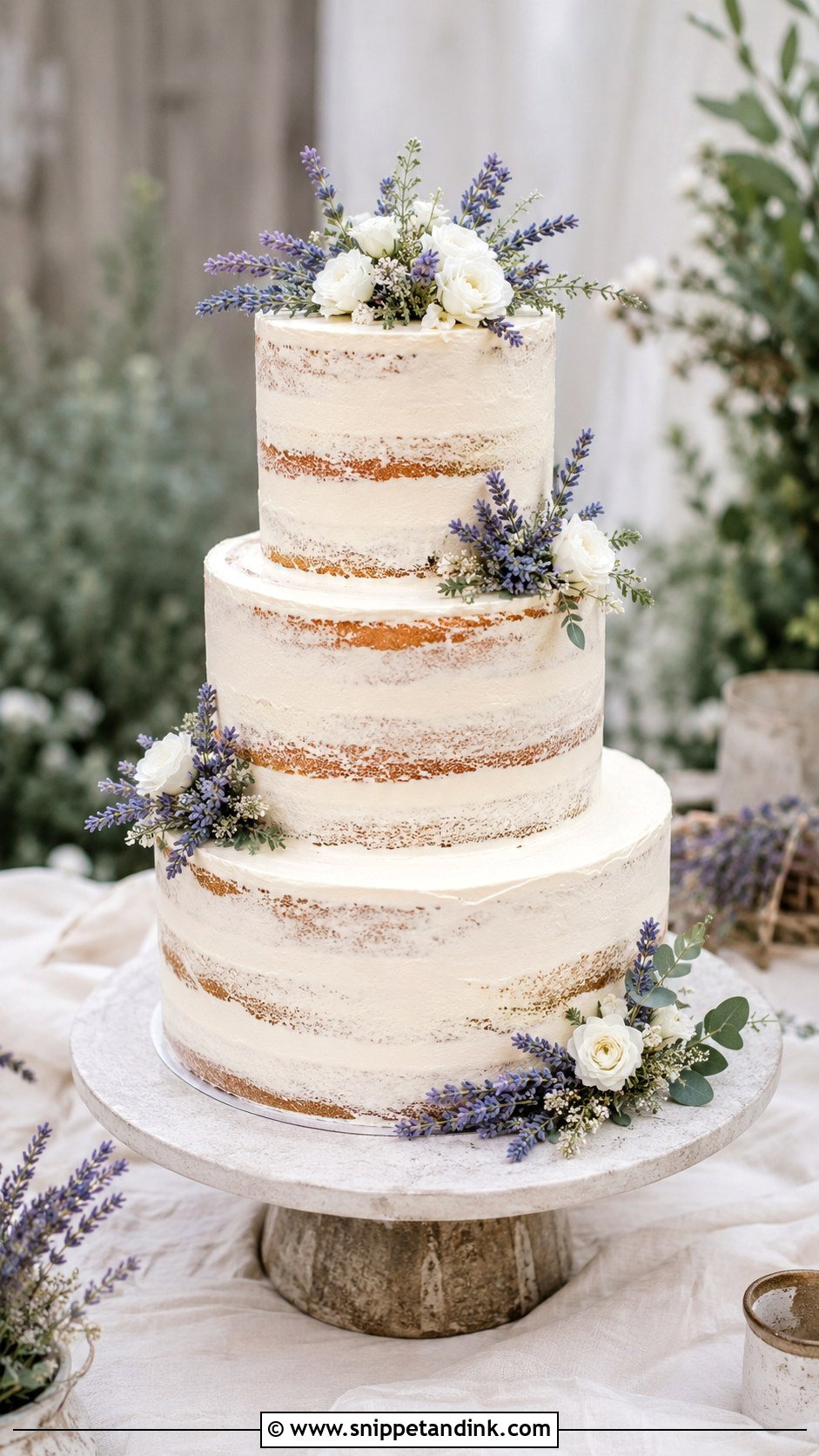 Lavender Semi Naked Wedding Cake - Snippet and Ink - 20 Lavender Flower Cake Ideas for Wedding