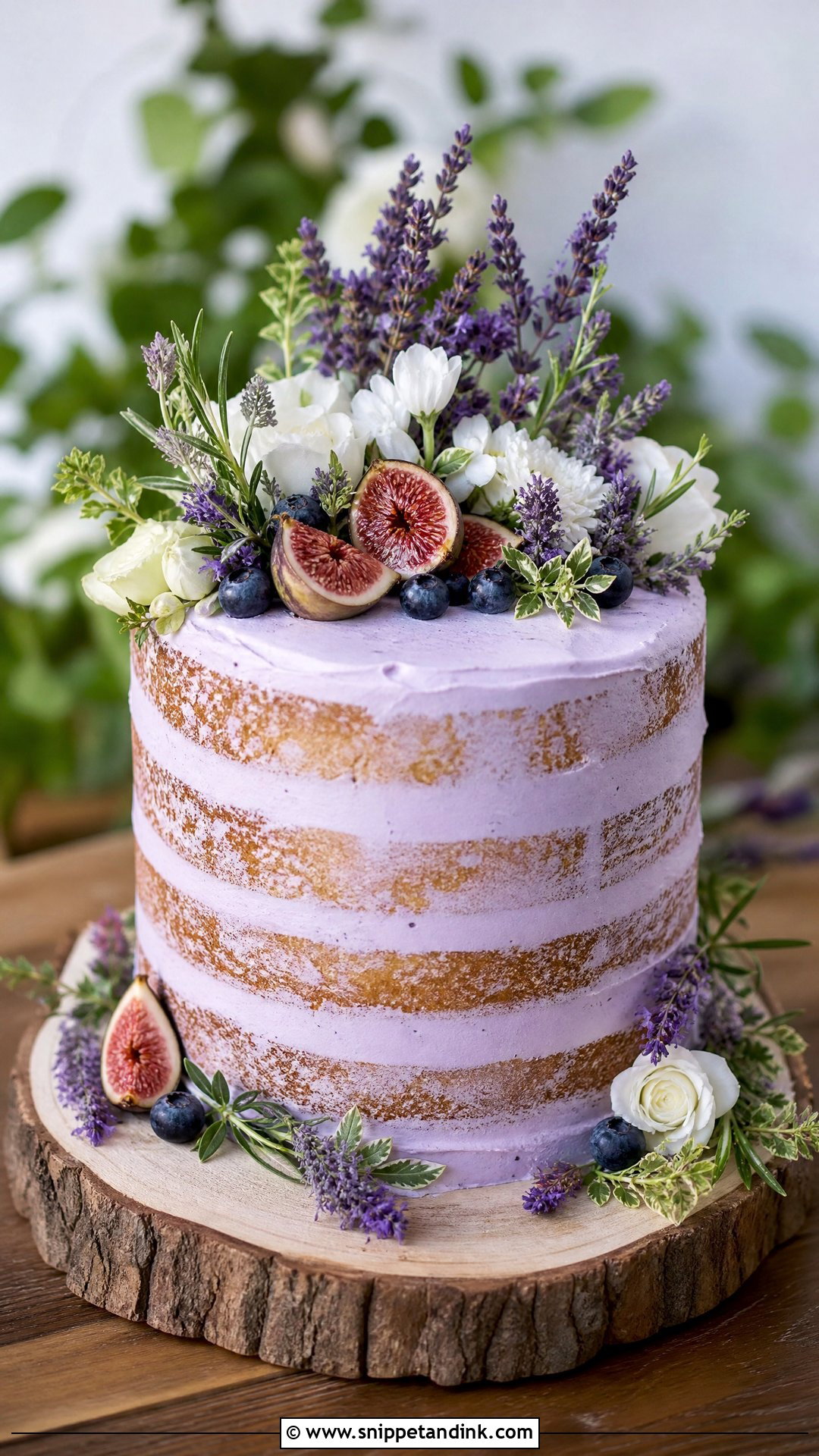 Lavender Semi Naked Wedding Cake - Snippet and Ink - 20 Lavender Wedding Cake Ideas
