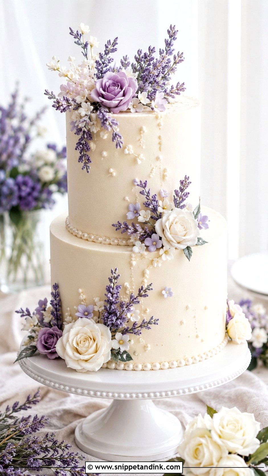 Lavender Sugar Flower Wedding Cake - Snippet and Ink - 20 Lavender Flower Cake Ideas for Wedding