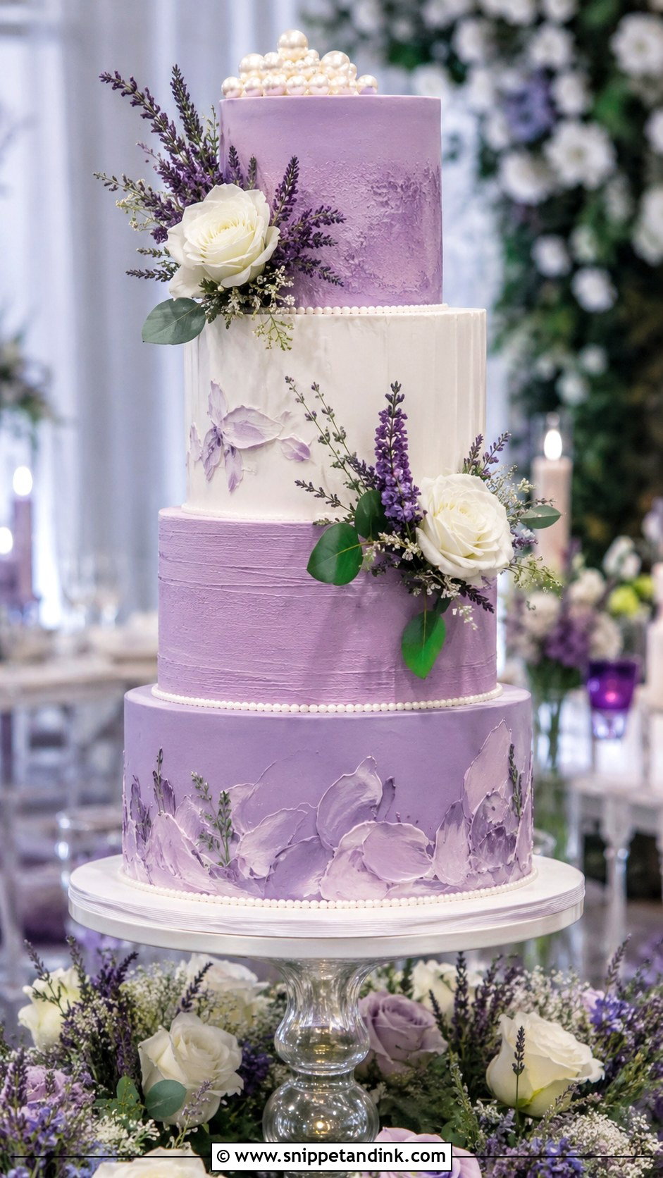 Lavender Tiered Wedding Cake - Snippet and Ink - 20 Lavender Flower Cake Ideas for Wedding