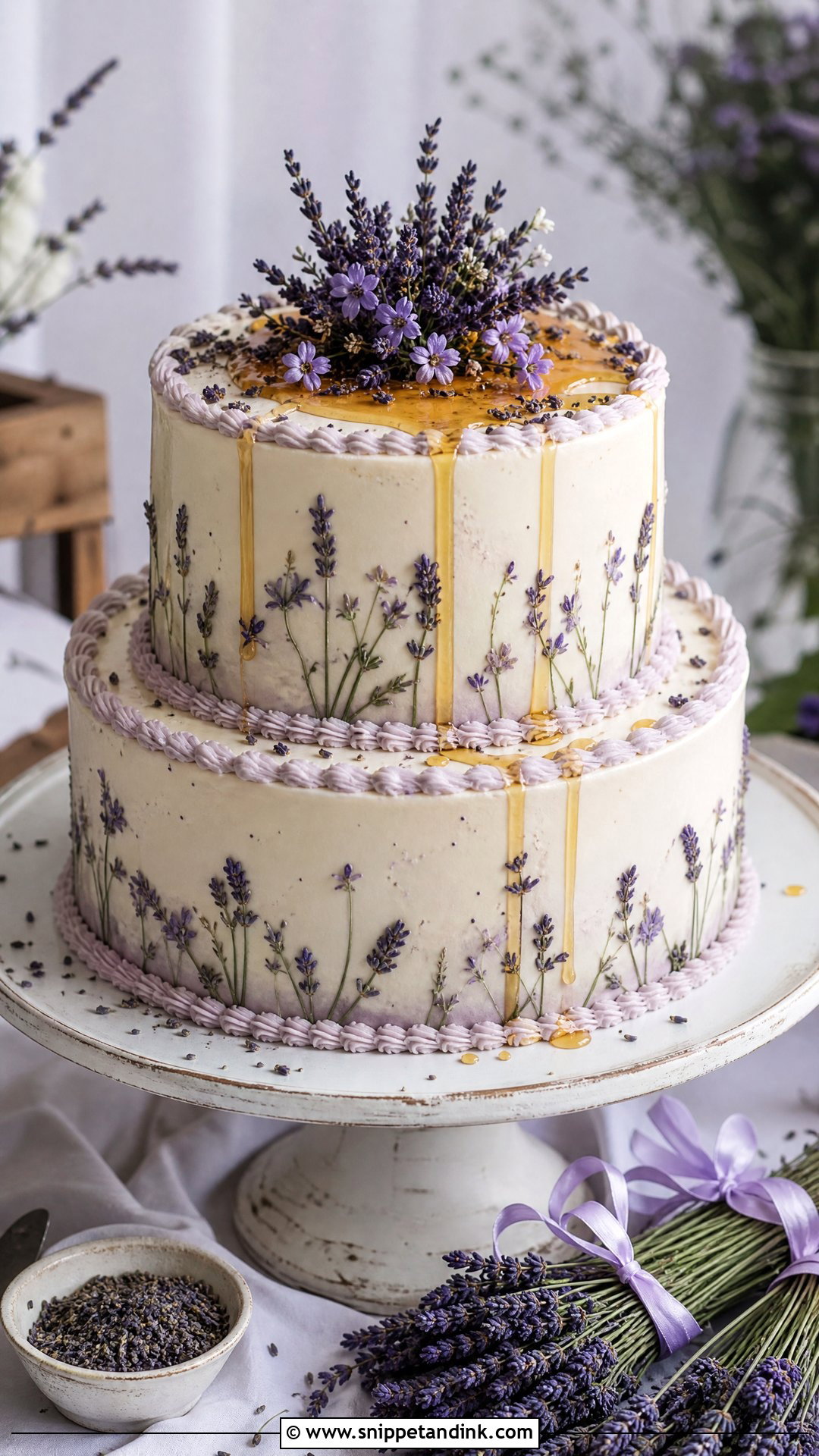 Lavender Toss Wedding Cake - Snippet and Ink - 20 Send Off Cake Ideas for Wedding