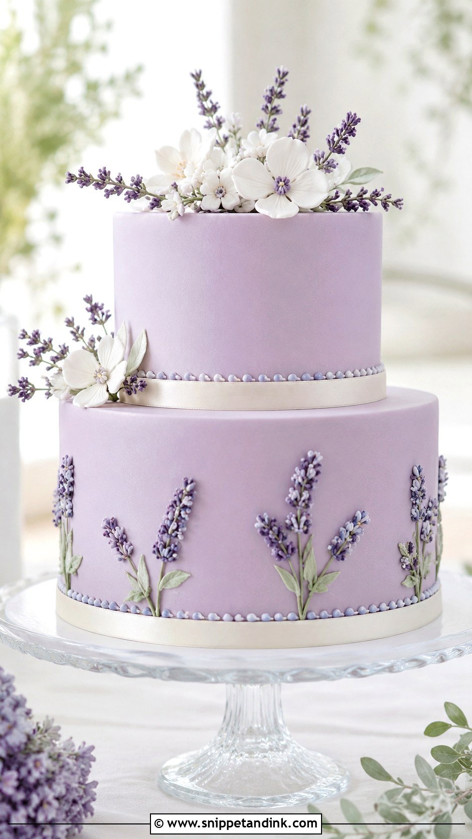Lavender Two Tier Wedding Cake - Snippet and Ink - 20 Purple Two Tier Cake Ideas for Wedding