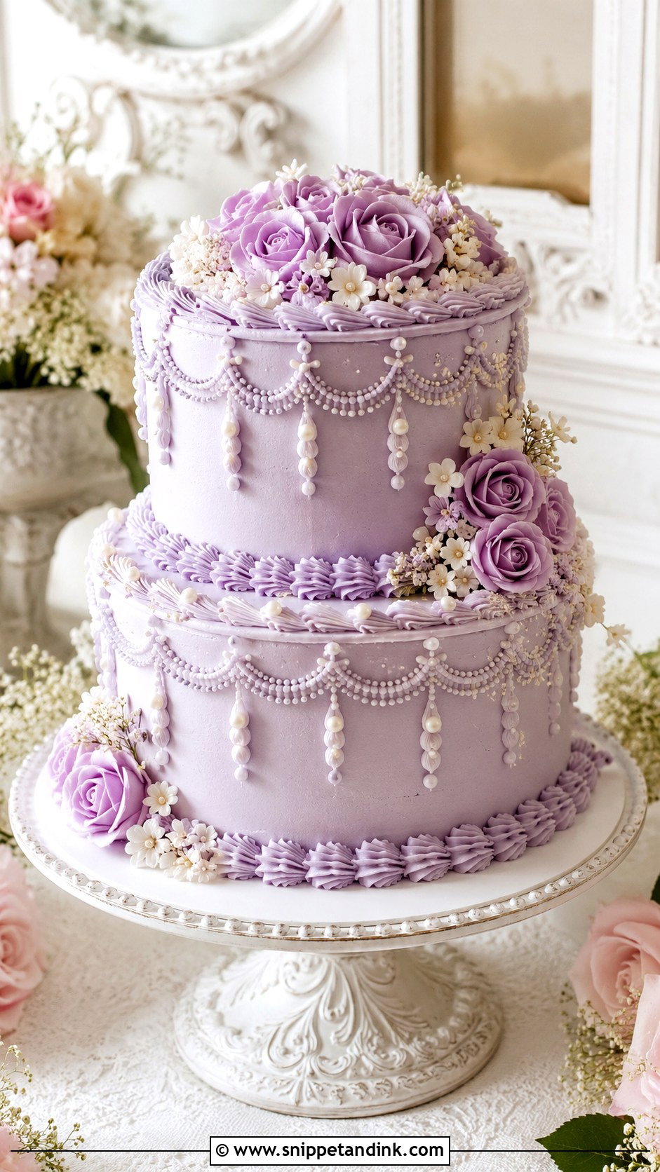Lavender Vintage Wedding Cake - Snippet and Ink - 20 Lavender Flower Cake Ideas for Wedding