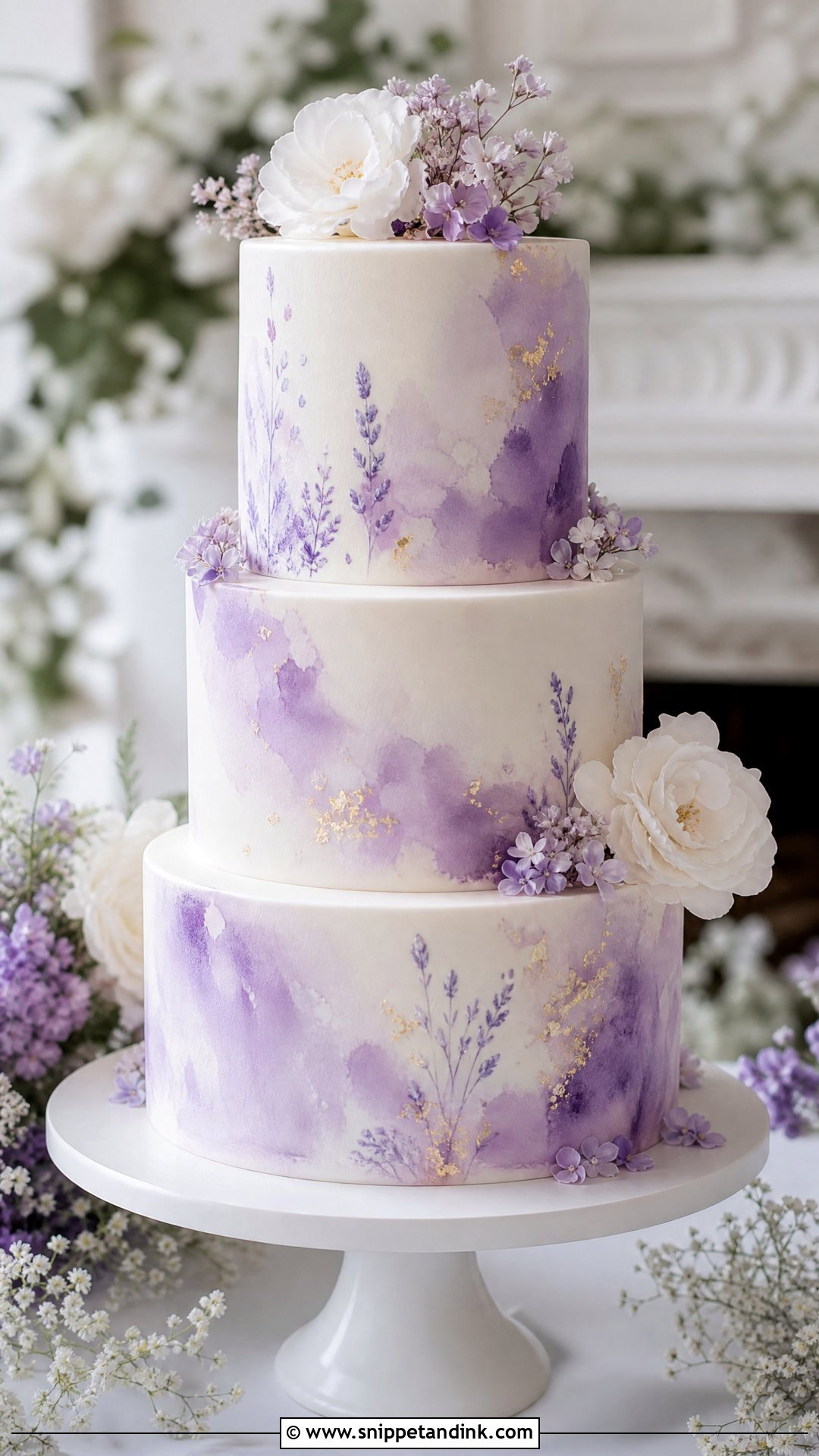 Lavender Watercolor Wedding Cake - Snippet and Ink - 20 Lavender Wedding Cake Ideas