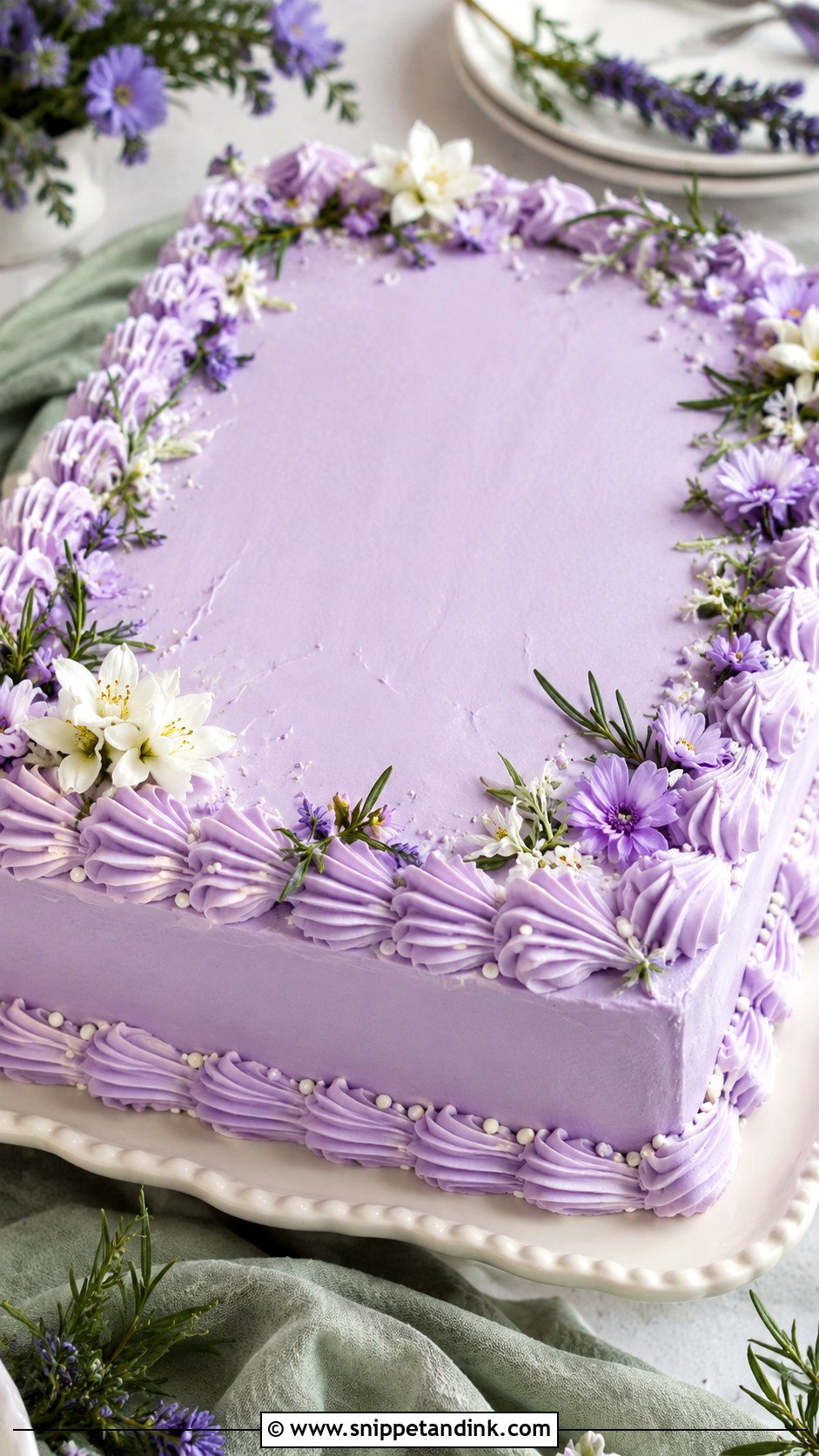 Lavender Wedding Sheet Cake - Snippet and Ink - 20 Summer Sheet Cake Designs for Wedding