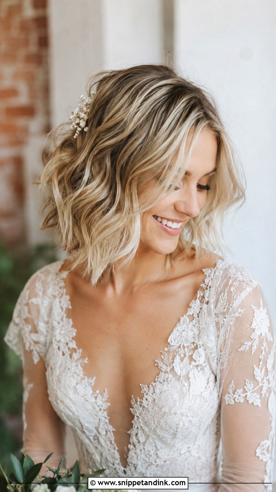 Layered Bob With Soft Waves - Snippet and Ink - 20 Bob Bridal Hair Ideas