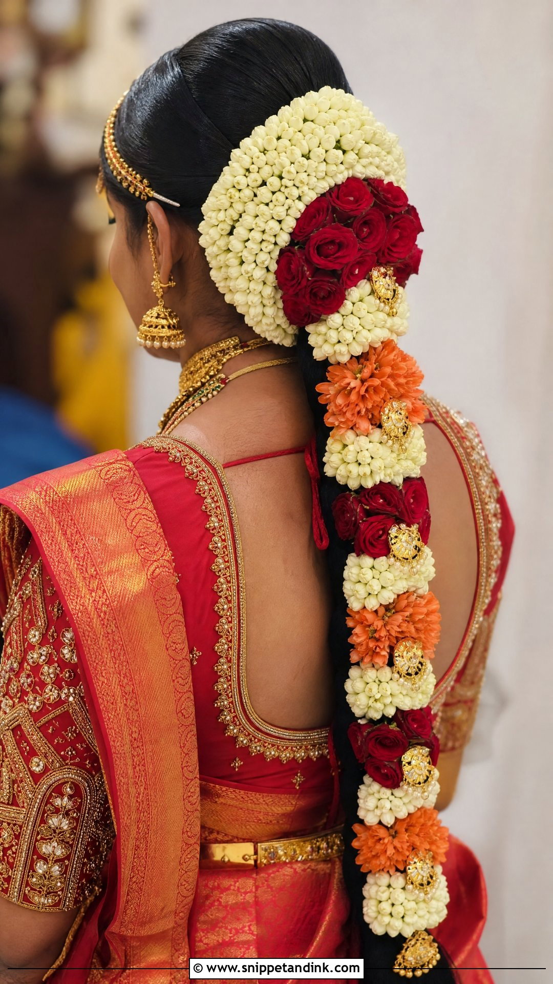 Layered Flower Braid Hairstyle - Snippet and Ink - 20 Bridal Muhurtham Hairstyle Ideas