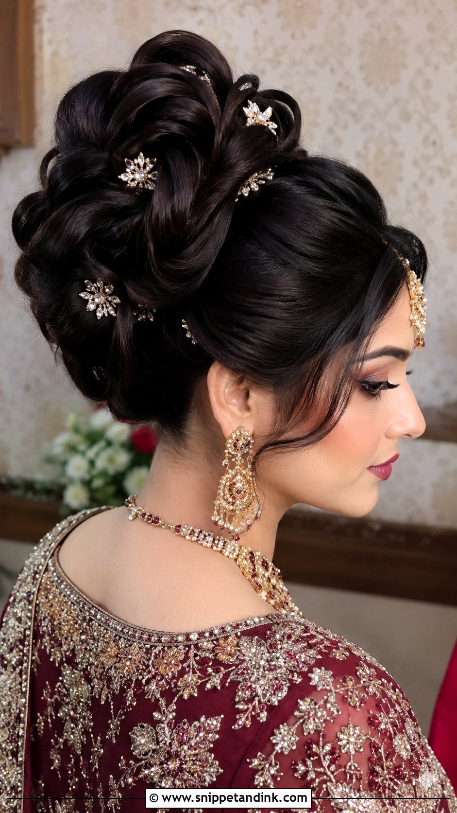 Layered Updo With Jewels - Snippet and Ink - 20 Pakistani Barat Bridal Hair Styles