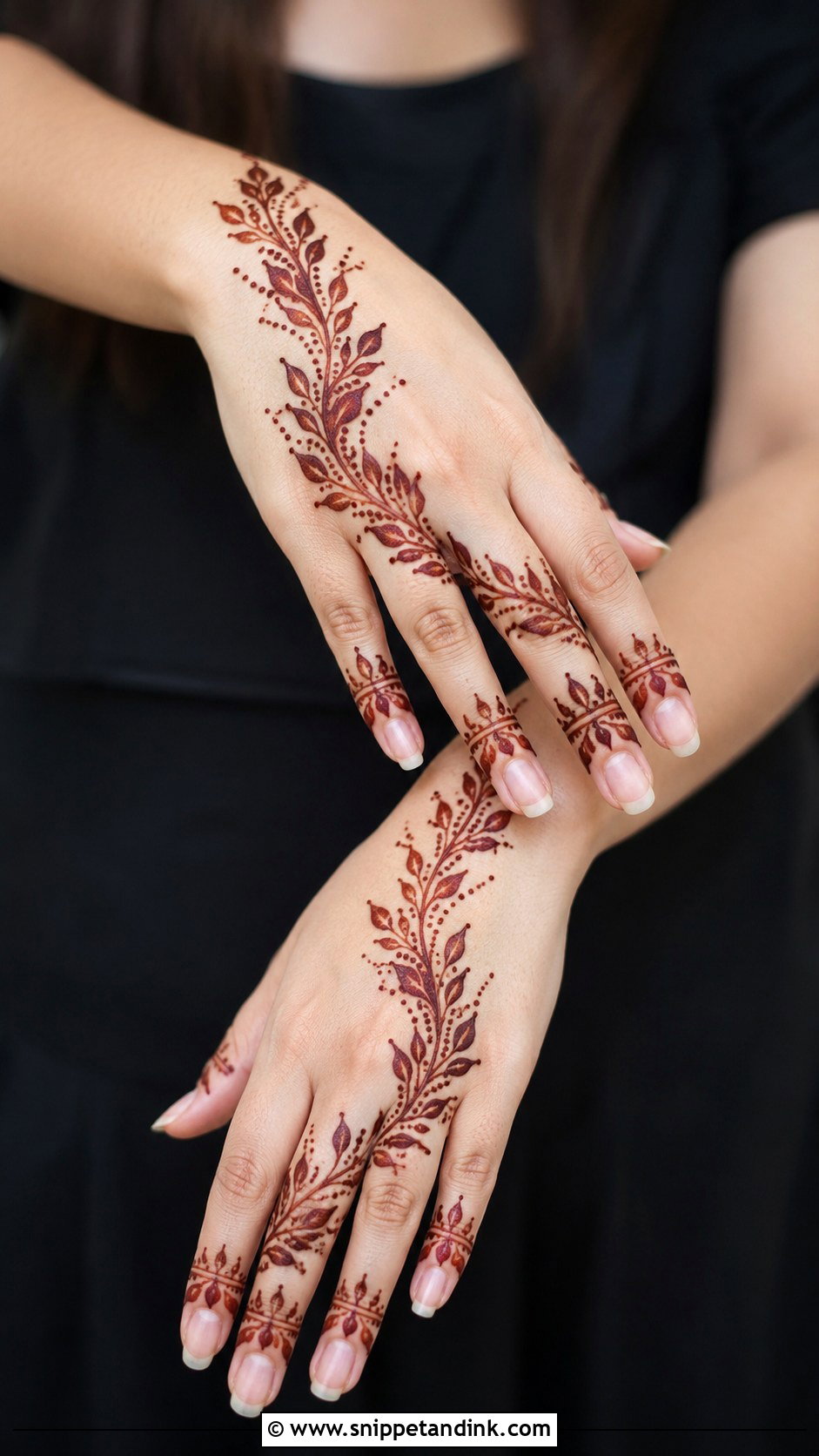 Leaf Back Hand Mehndi Design - Snippet and Ink - 35 Simple Beautiful Back Hand Mehndi Designs