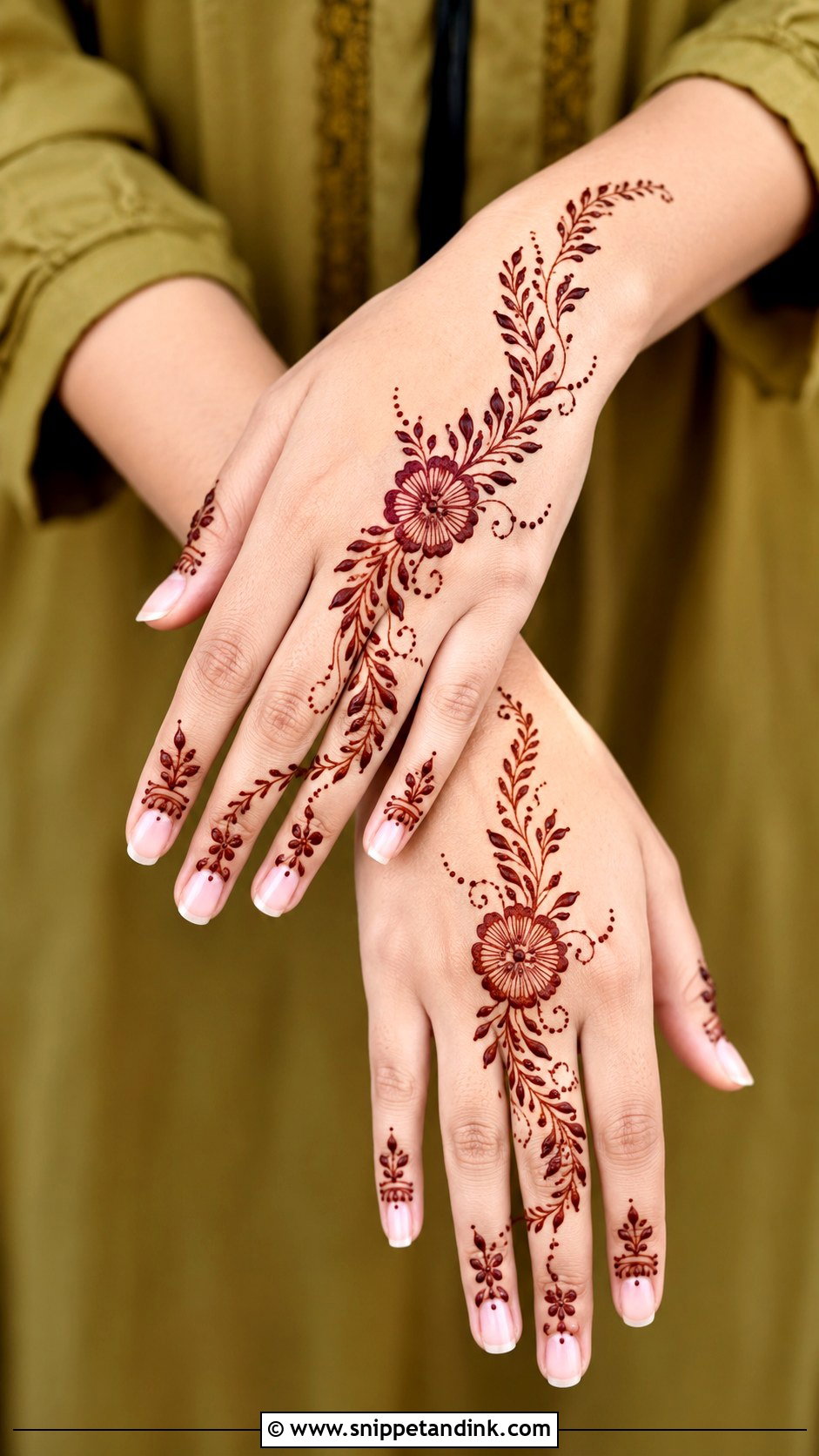 Leaf Back Hand Mehndi Design - Snippet and Ink - 35 Simple Back Hand Mehndi Designs