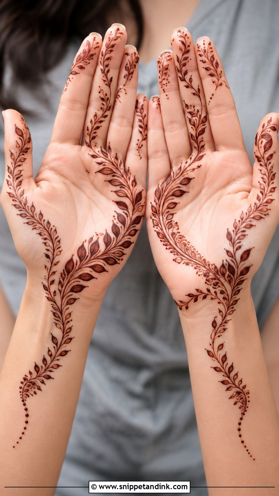 Leaf Front Hand Mehndi Design - Snippet and Ink - 35 Simple Unique Front Hand Mehndi Designs