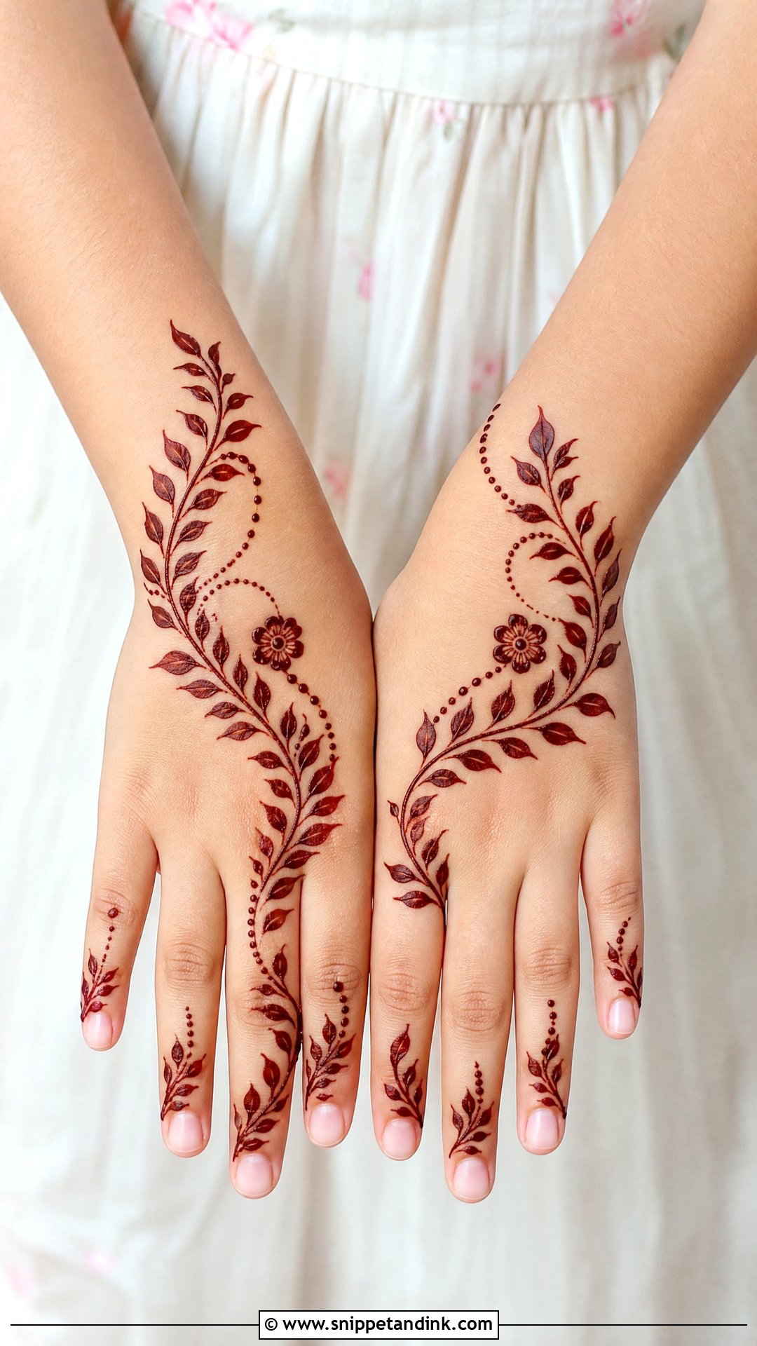Leaf Mehndi Design for Children - Snippet and Ink - 30 Mehndi Designs for Children