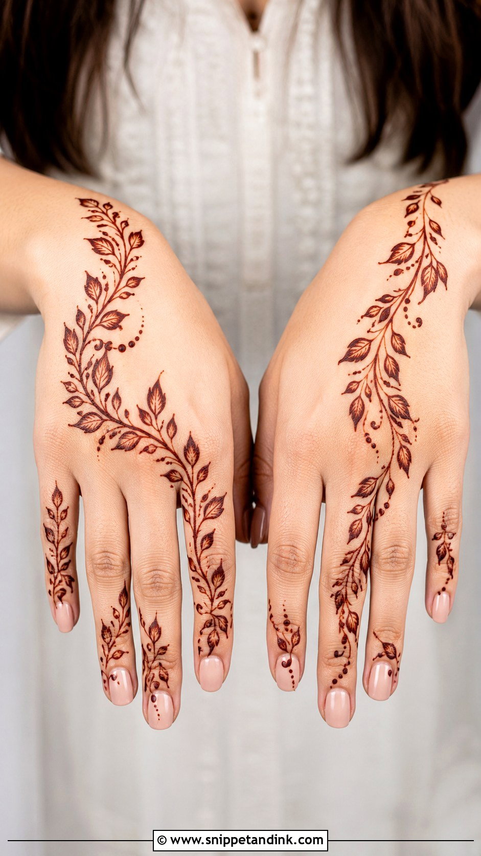 Leaf Trail Mehndi Design - Snippet and Ink - 30 Minimalistic Mehndi Designs