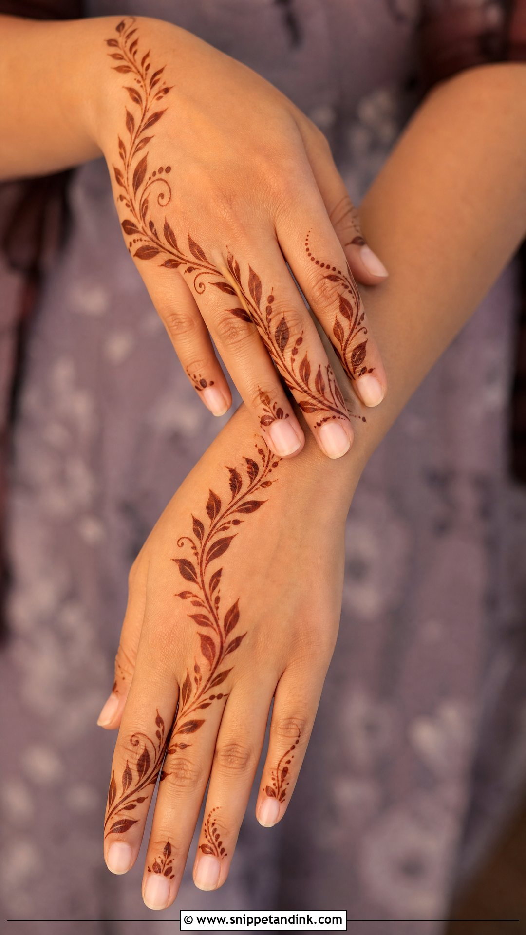 Leaf Vine Arabic Back Hand Mehndi Design - Snippet and Ink - 30 Latest Arabic Back Hand Mehndi Designs