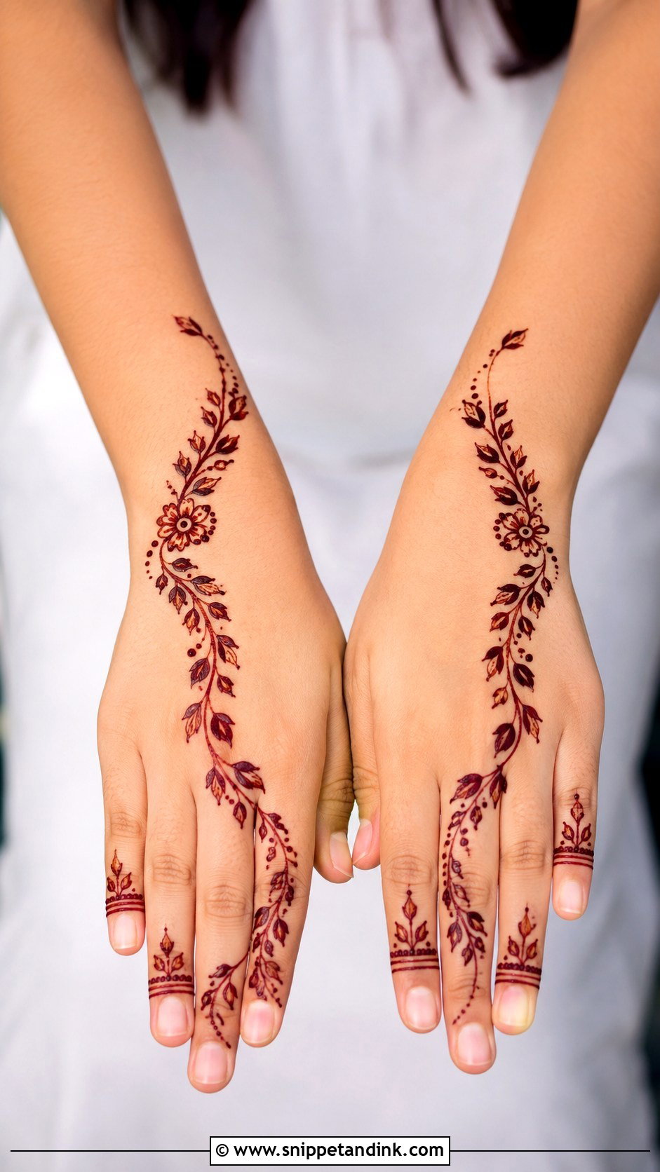 Leaf Vine Mehndi Design For Kids - Snippet and Ink - 30 Kids Children Mehndi Designs