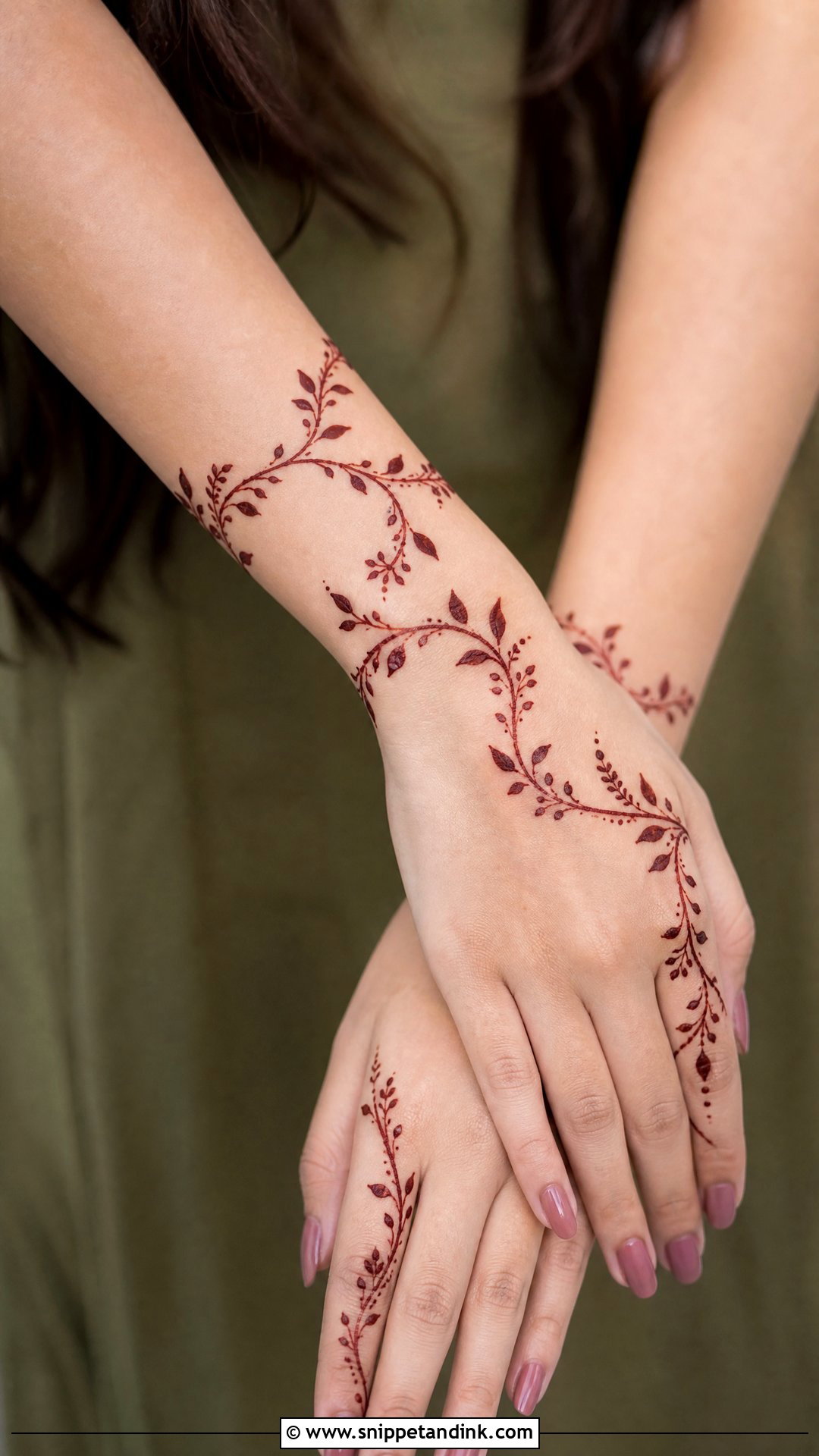 Leafy Vine Wrist Mehndi Design - Snippet and Ink - 30 Wrist Mehndi Designs