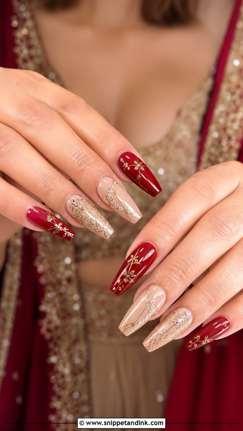 Lehenga Matching Desi Wedding Nails - Snippet and Ink - 30 Desi Wedding Nails