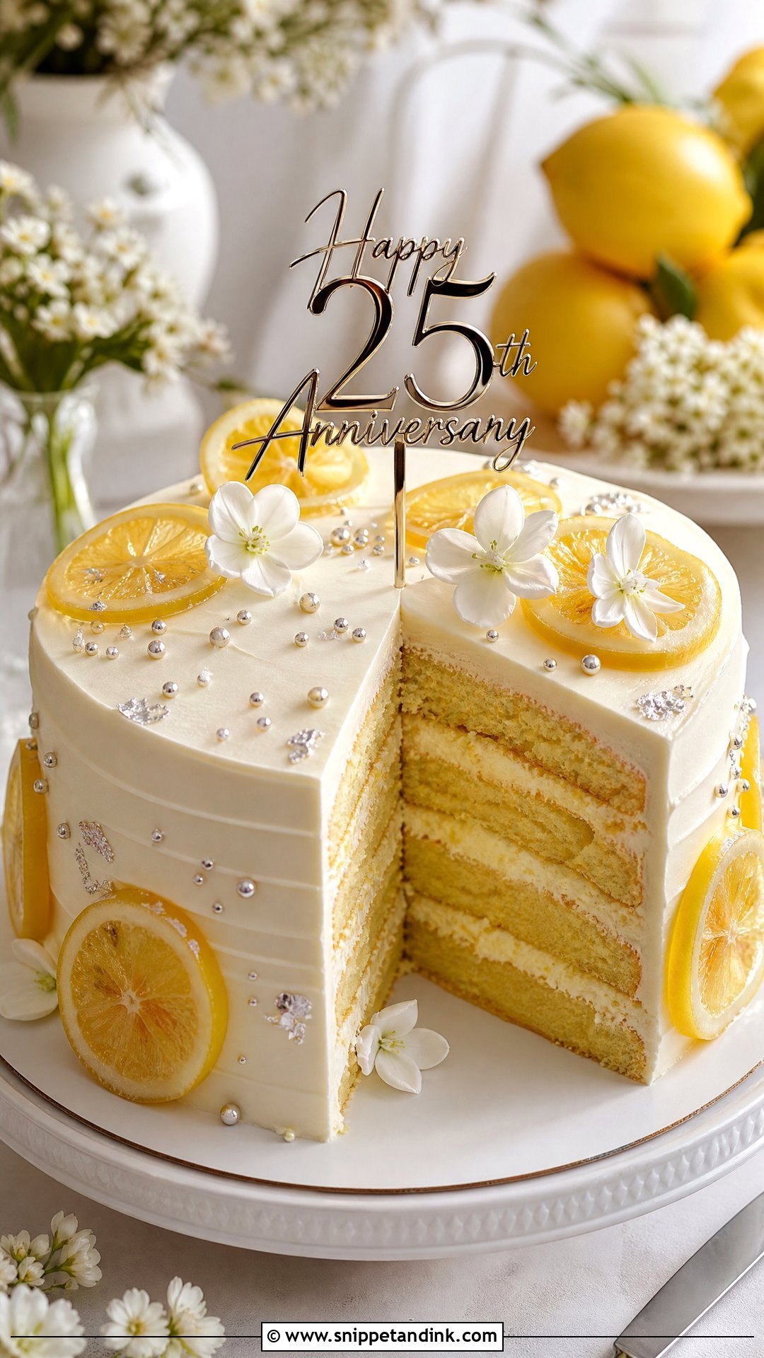 Lemon 25th Anniversary Cake - Snippet and Ink - 25 25th Wedding Anniversary Cakes