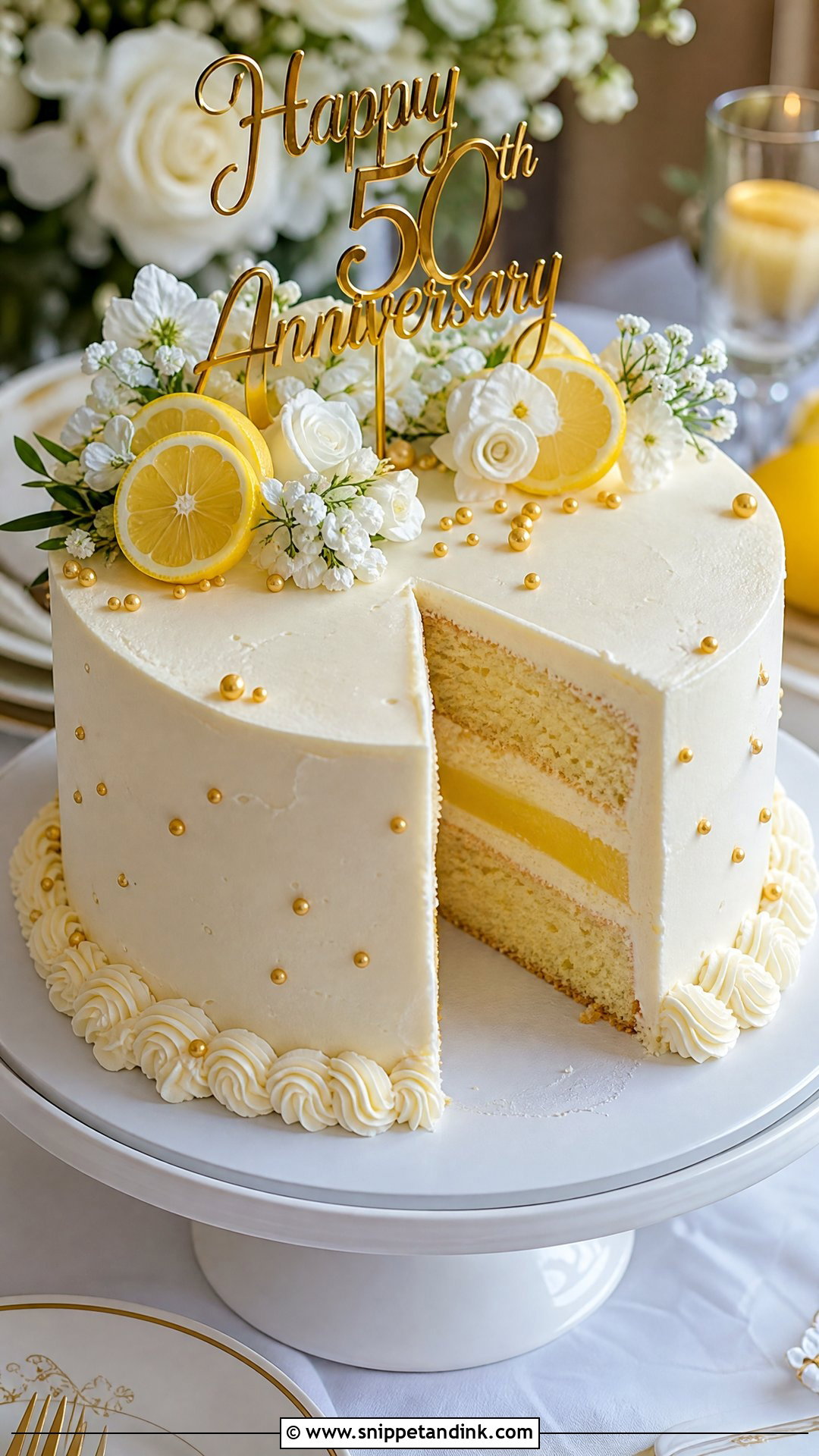 Lemon 50th Anniversary Cake - Snippet and Ink - 30 50th Anniversary Cakes