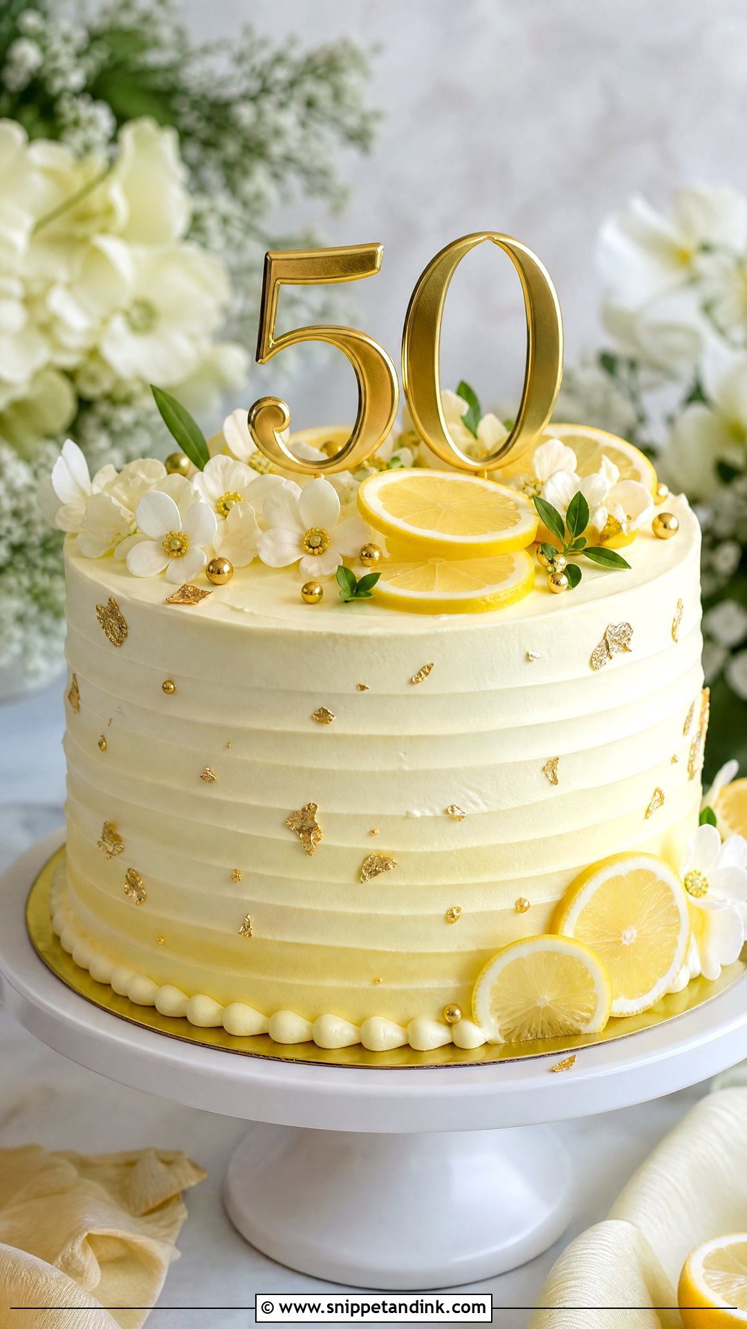 Lemon 50th Anniversary Cake - Snippet and Ink - 25 50th Wedding Anniversary Cakes