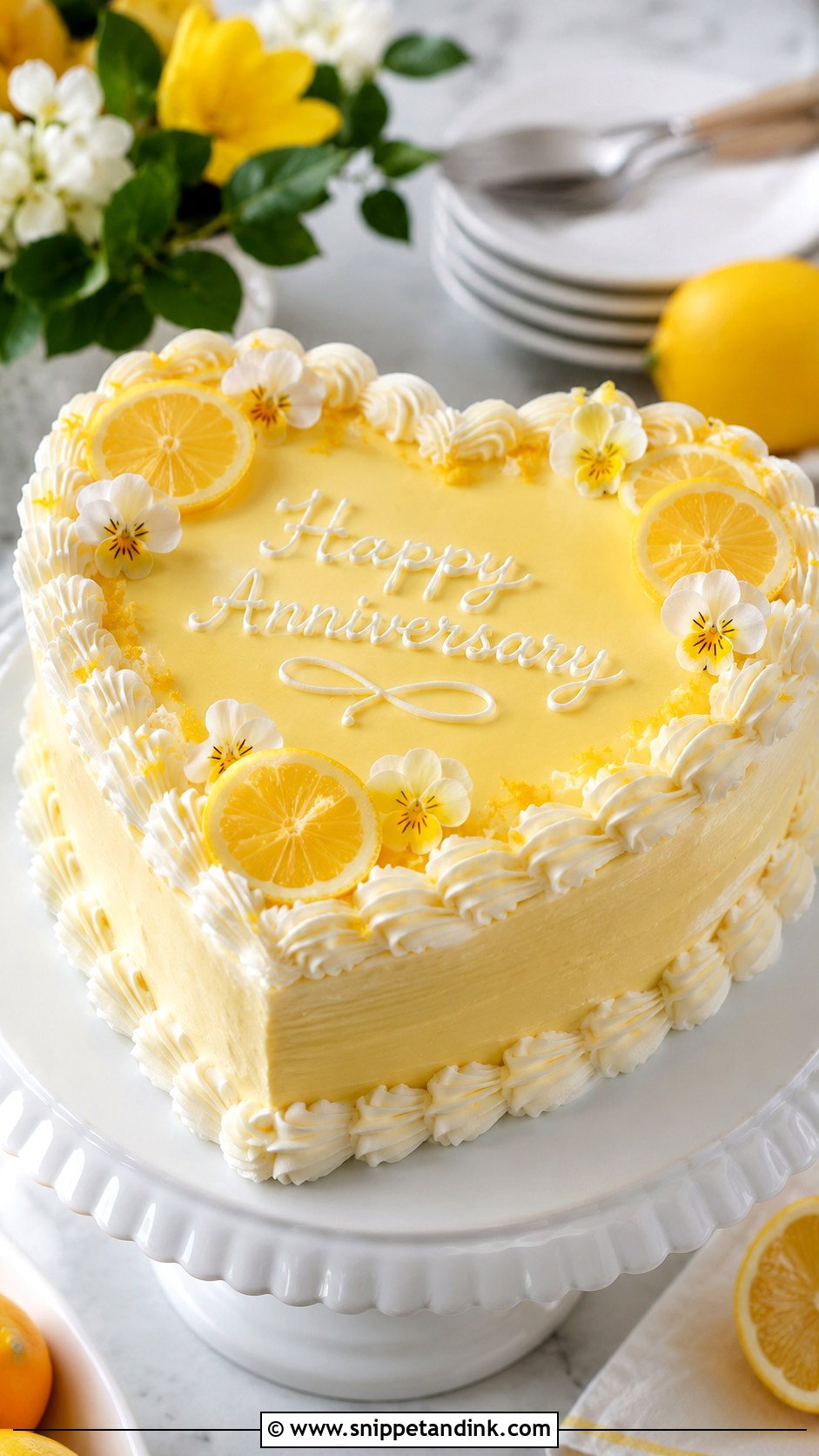 Lemon Anniversary Heart Cake - Snippet and Ink - 20 Anniversary Heart Cake Ideas