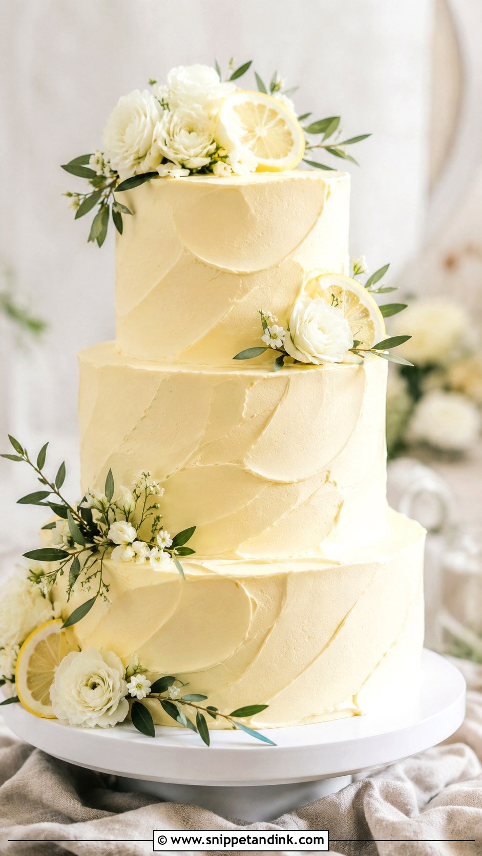 Lemon Buttercream Wedding Cake - Snippet and Ink - 20 Lemon Themed Wedding Cake Ideas
