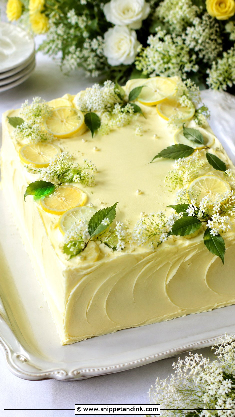Lemon Elderflower Wedding Sheet Cake - Snippet and Ink - 20 Summer Sheet Cake Designs for Wedding