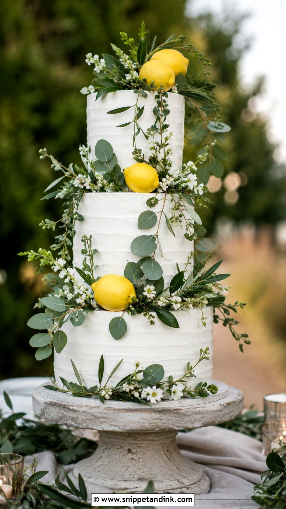 Lemon Greenery Wedding Cake - Snippet and Ink - 20 Lemon Themed Wedding Cake Ideas