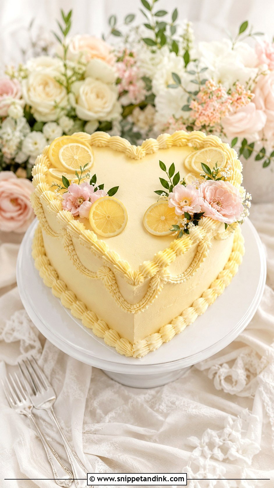 Lemon Heart Wedding Cake - Snippet and Ink - 20 Lemon Themed Wedding Cake Ideas
