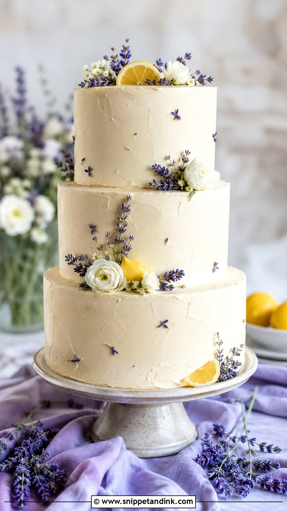 Lemon Lavender Wedding Cake - Snippet and Ink - 20 Lemon Themed Wedding Cake Ideas