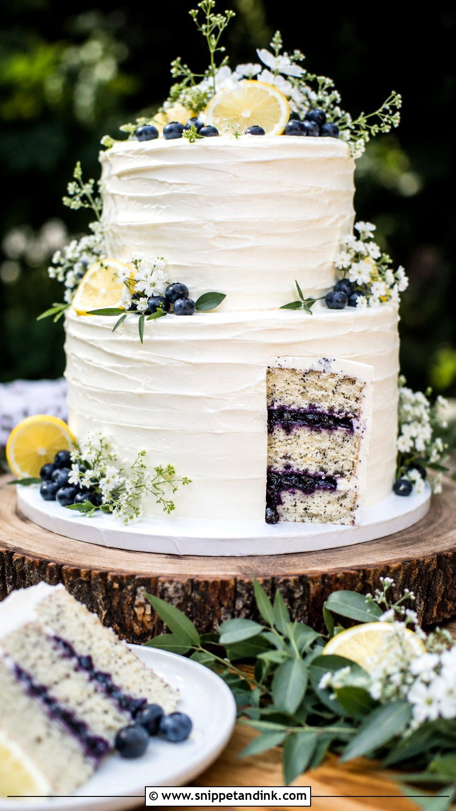 Lemon Poppyseed Wedding Cake With Blueberry Filling - Snippet and Ink - 25 Lemon Poppyseed Wedding Cake Ideas
