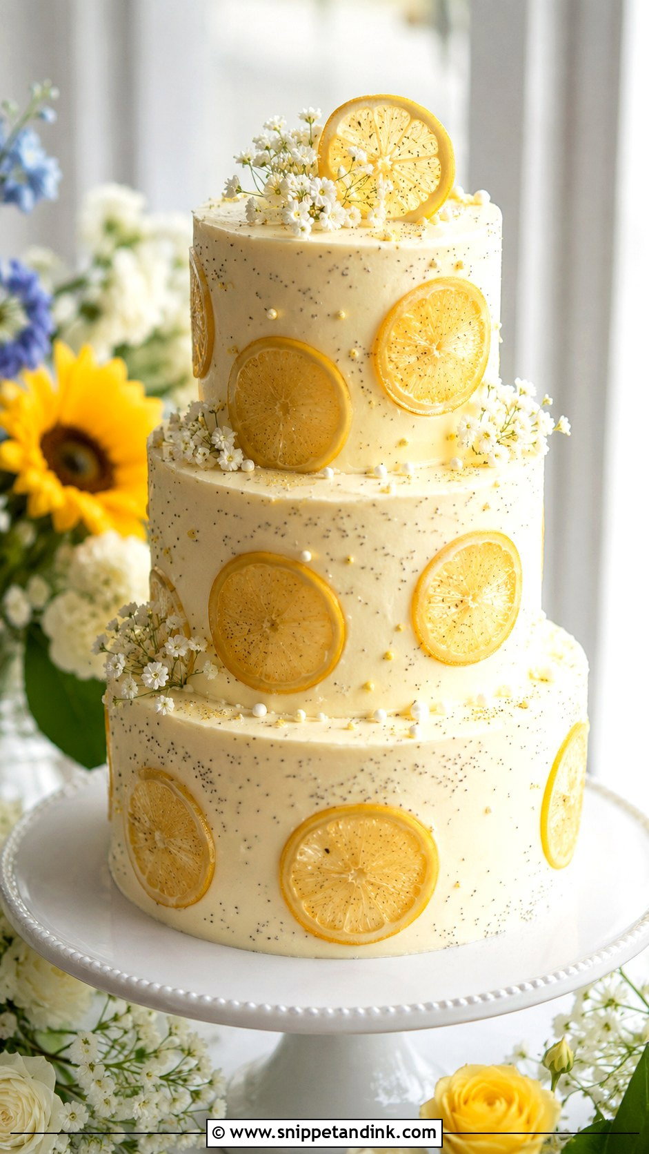 Lemon Poppyseed Wedding Cake With Candied Lemon Slices - Snippet and Ink - 25 Lemon Poppyseed Wedding Cake Ideas
