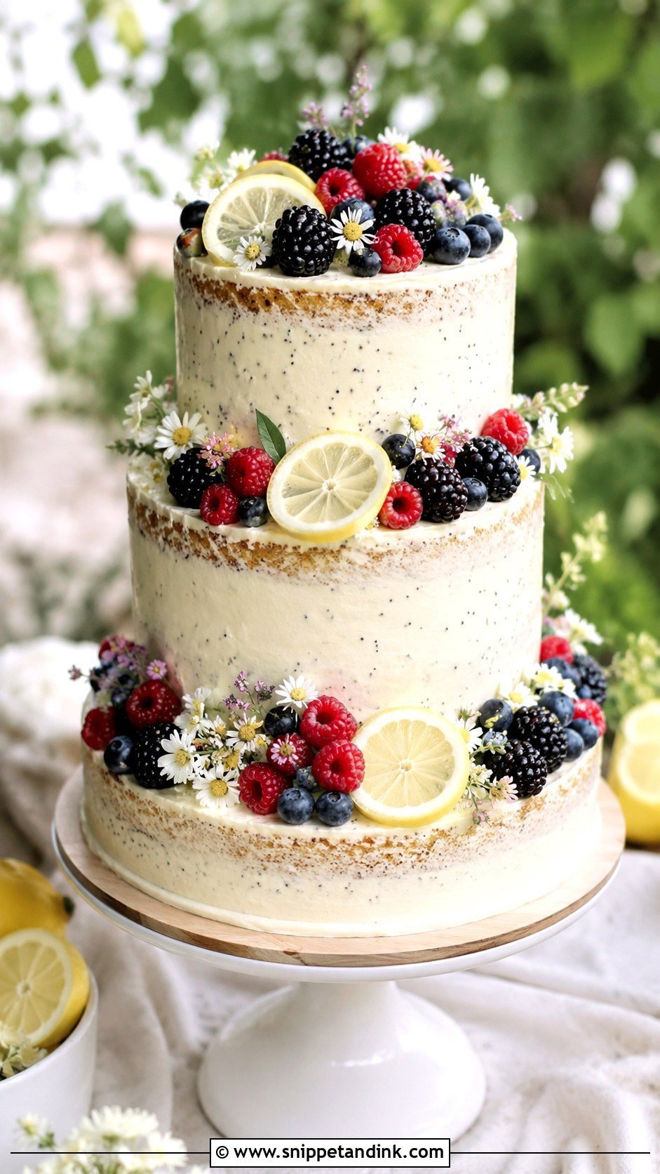 Lemon Poppyseed Wedding Cake With Fresh Berries - Snippet and Ink - 25 Lemon Poppyseed Wedding Cake Ideas