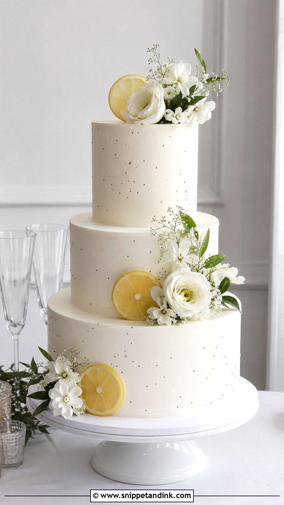 Lemon Poppyseed Wedding Cake With Fresh Flowers - Snippet and Ink - 25 Lemon Poppyseed Wedding Cake Ideas