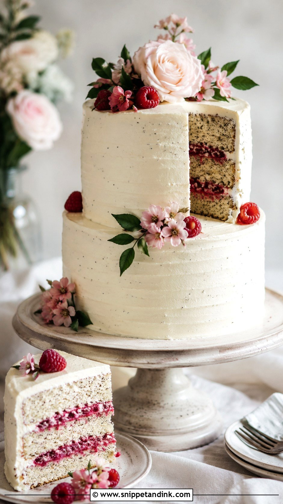 Lemon Poppyseed Wedding Cake With Raspberry Filling - Snippet and Ink - 25 Lemon Poppyseed Wedding Cake Ideas