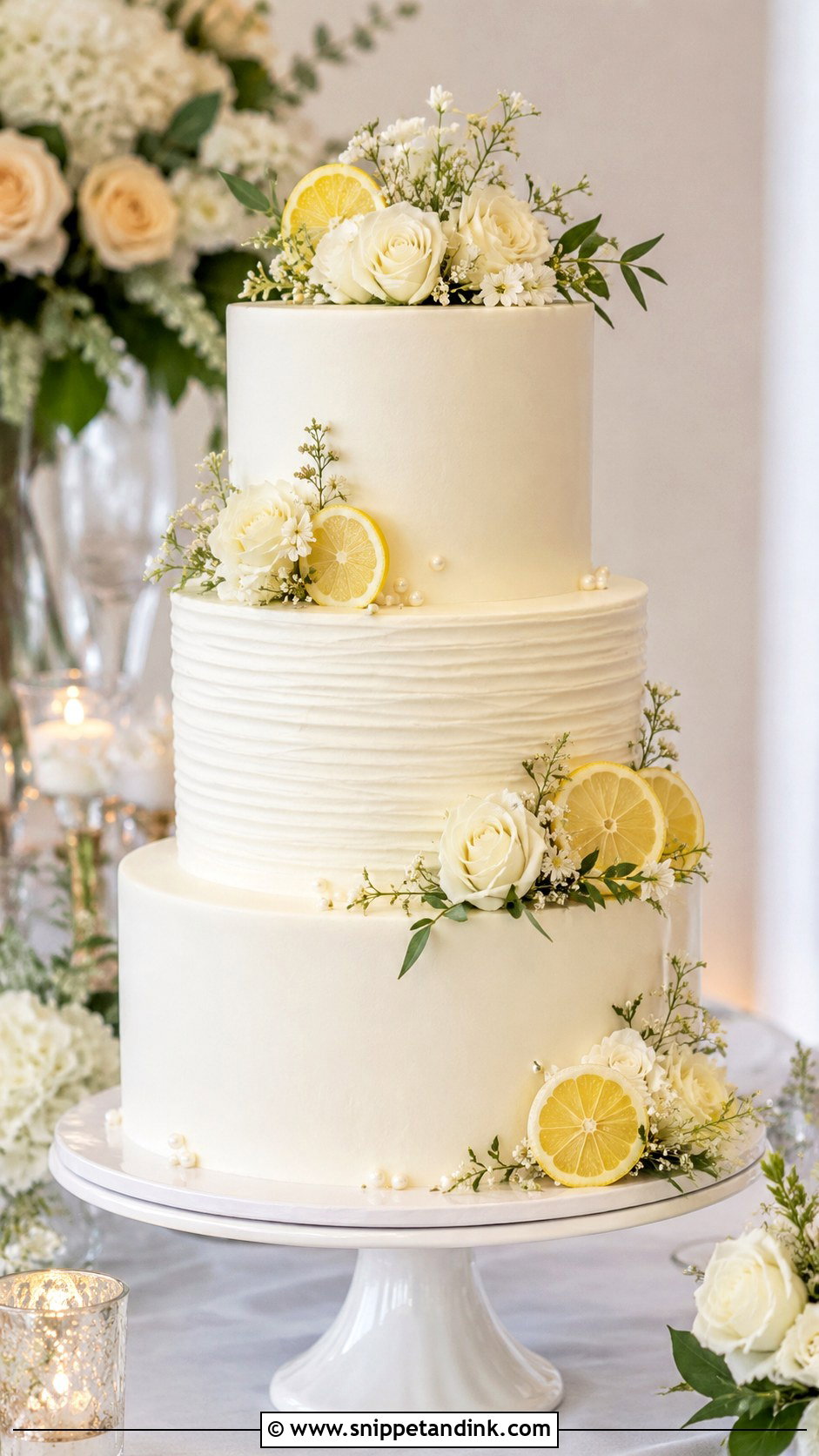 Lemon Poppyseed Wedding Cake With Three Tiers - Snippet and Ink - 25 Lemon Poppyseed Wedding Cake Ideas