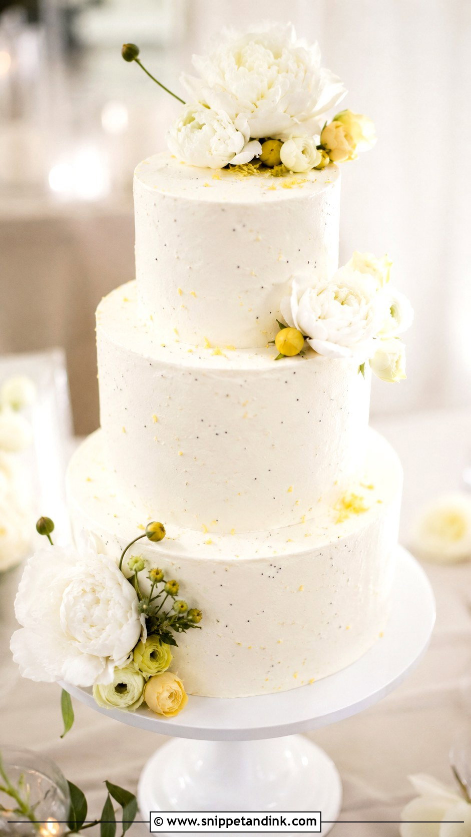 Lemon Poppyseed Wedding Cake With Vanilla Buttercream - Snippet and Ink - 25 Lemon Poppyseed Wedding Cake Ideas