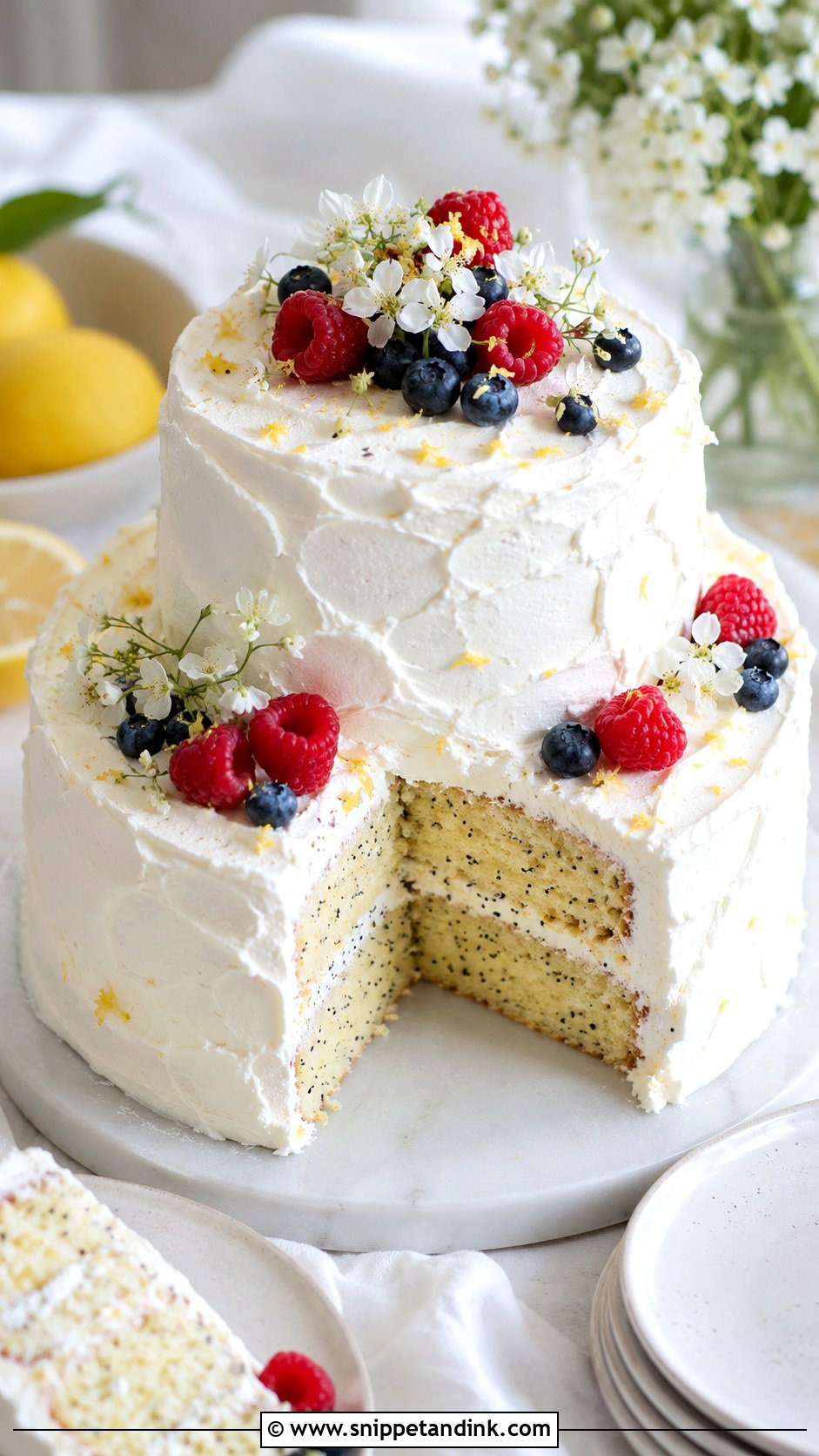 Lemon Poppyseed Wedding Cake With Whipped Frosting - Snippet and Ink - 25 Lemon Poppyseed Wedding Cake Ideas