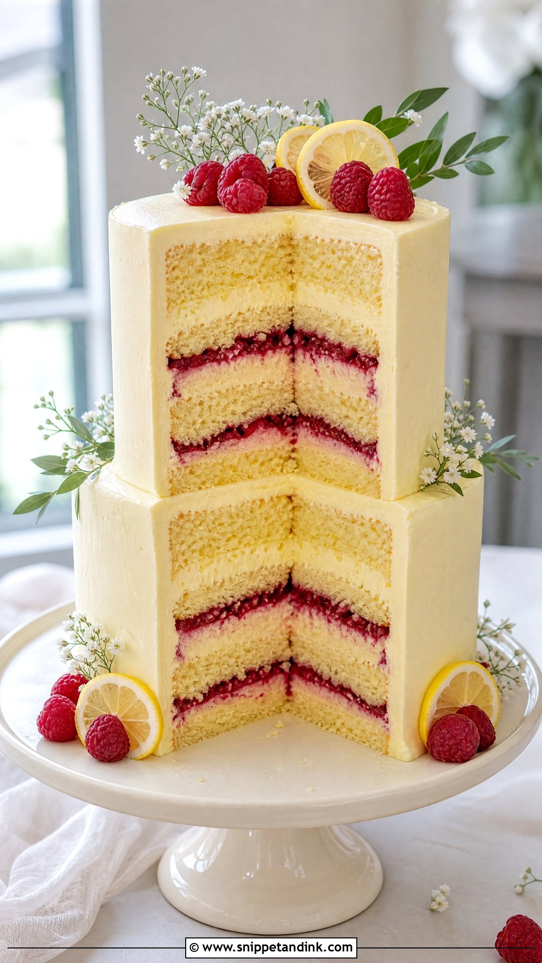 Lemon Raspberry Wedding Cake - Snippet and Ink - 20 Raspberry Wedding Cake Ideas