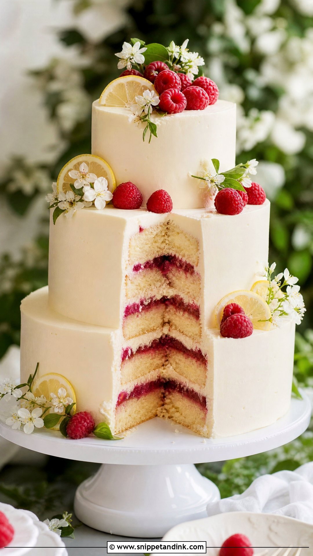 Lemon Raspberry Wedding Cake - Snippet and Ink - 20 Wedding Cake Flavors