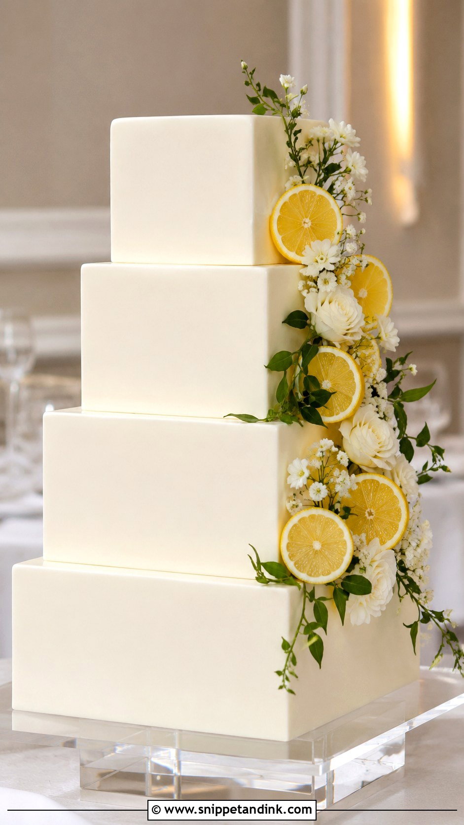 Lemon Square Wedding Cake - Snippet and Ink - 20 Lemon Themed Wedding Cake Ideas