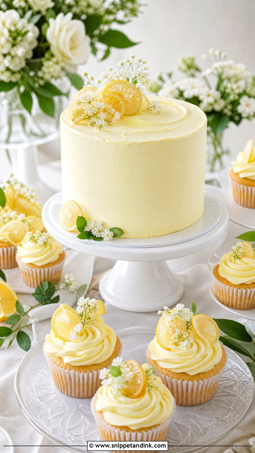 Lemon Wedding Cake With Cupcakes - Snippet and Ink - 20 Wedding Cake with Cupcakes