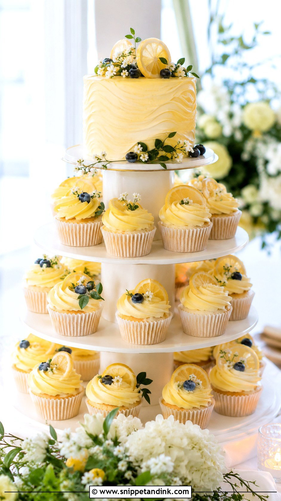 Lemon Wedding Cupcake Cake - Snippet and Ink - 20 Large Cupcake Cakes for Wedding